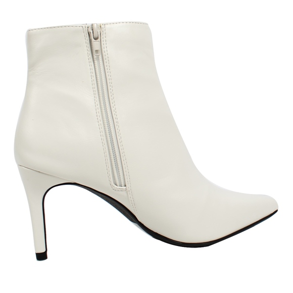 White Pointy Toe 3 1/4" Heel Ankle Boot - Picture 3 of 5